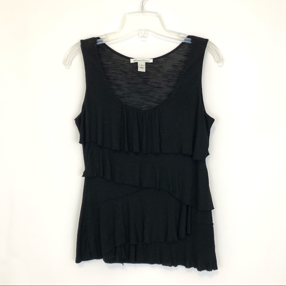 Kenneth Cole Ruffled sleeveless Black Top
